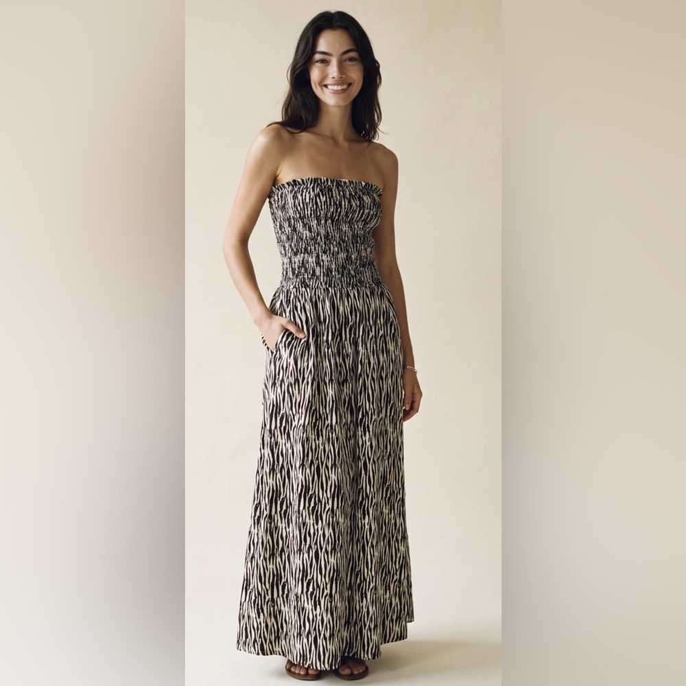 KHUSH PORTOFINO STRAPLESS MIDI DRESS - WILD BLACK